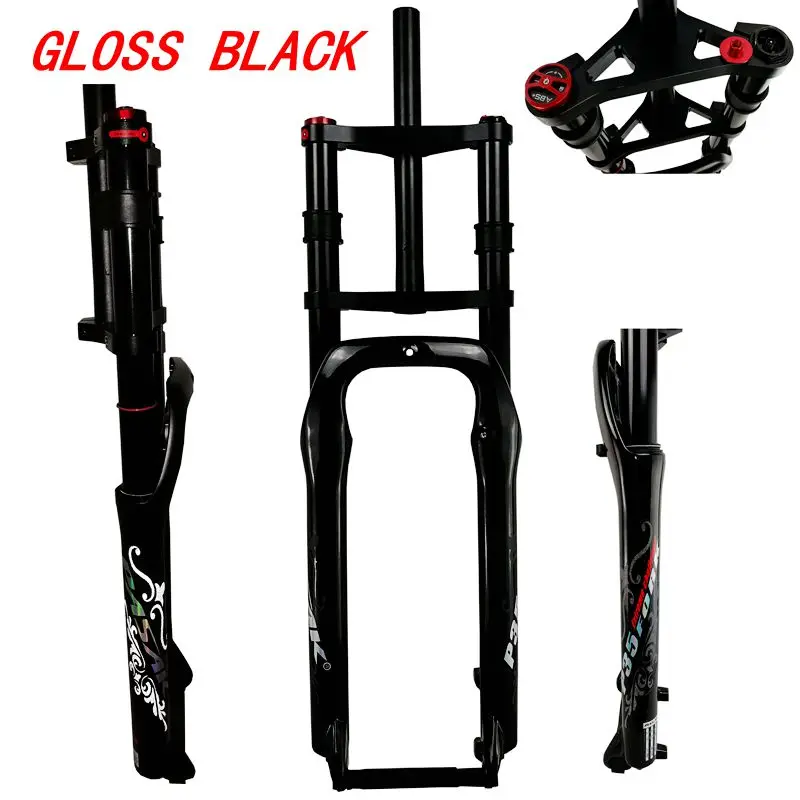 Велосипедная подвесная вилка с двойным плечом для велосипеда 2" 4,0", воздушная вилка MTB Moutain 26 дюймов, вилка для круизера, 135 мм, Магниевый сплав - Цвет: Gloss Black
