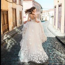 Smileven Бохо свадебное платье 3D Аппликации Свадебные платья Vestido De Novia v-образный вырез бабочка свадебное платье Robe De Mariee