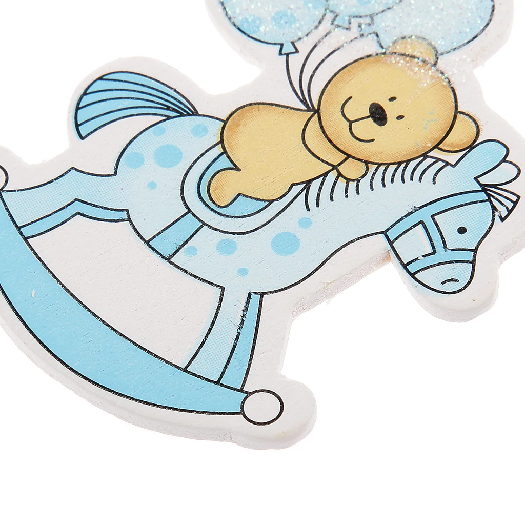 20pcs Baby Style Wooden Embellishment for Card Making Baby Shower Decor Blue