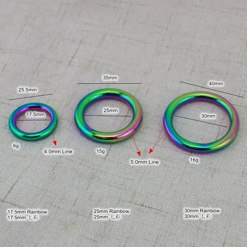 Радужное кольцо для питомца, аксессуары для сумок, сварные кольца из сплава, закрытое круглое кольцо для сумок, кошельков