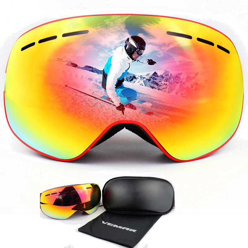 

VEMAR 100% Brand New Skiing Goggles Helmet Glasses Double Layers Anti-fog Ski Mask Glasses Ski Men Women Snow Snowboard Goggles