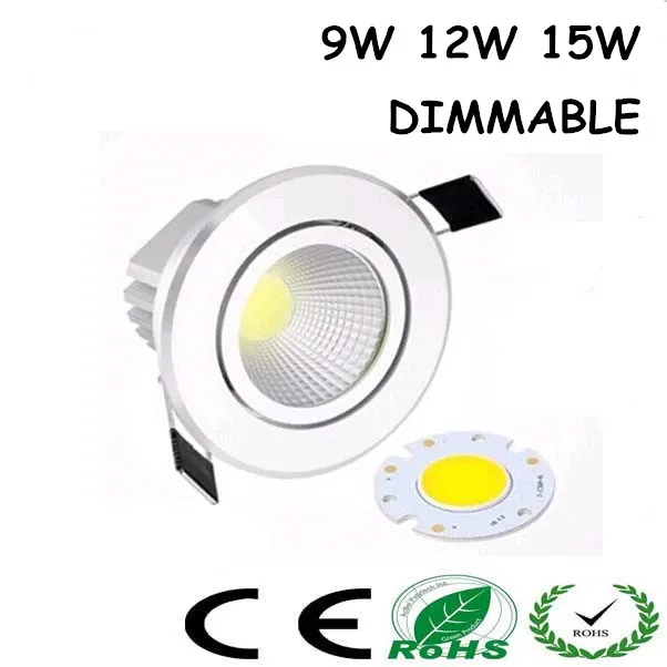 

1pcs Super Bright Dimmable Led Downlight COB Ceiling 9W 12W 15W ceiling recessed Lights Warm Cool White Indoor Lighting