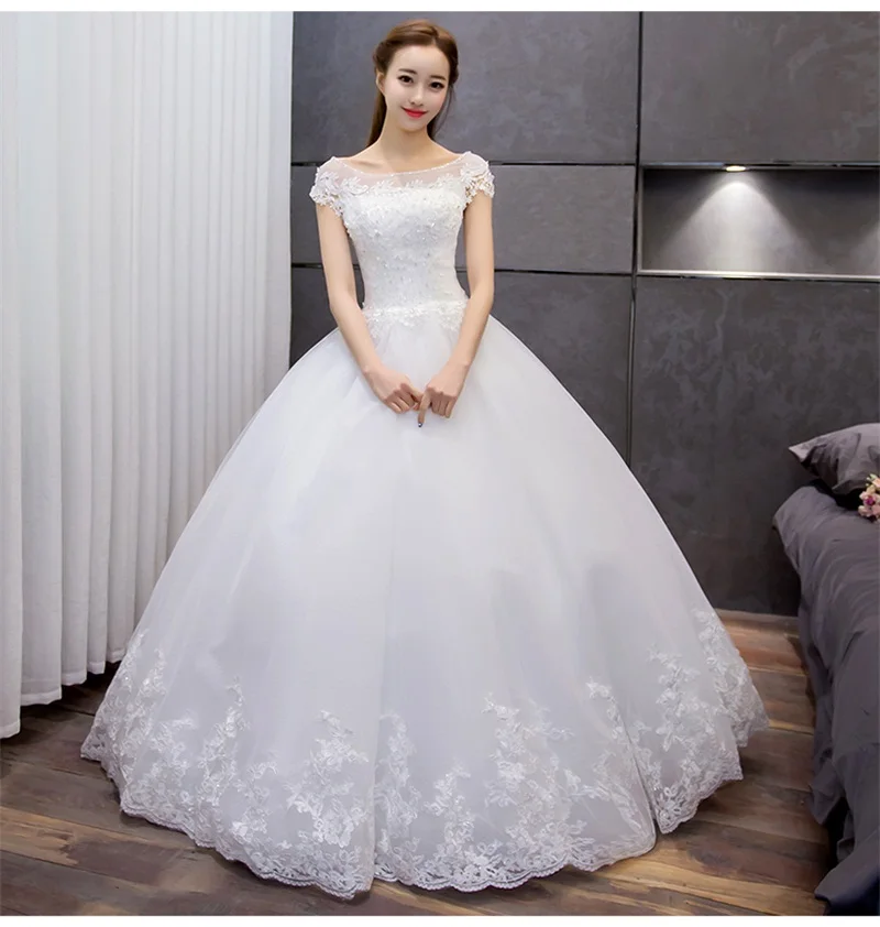 

2017 New Elegant Wedding Dresses with Appliques Glamorous Ball Gown High Neck Princess Formal Dress White/Ivory Bridal Gown