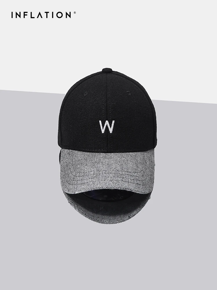 INFLATION Colour Block Wool Hats Letter Baseball Cap Men Women High ...