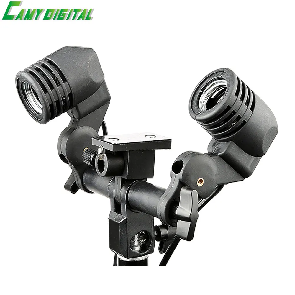 

Continuous light Studio Flash accessories LH-02 AC Slave Light Double E27 Socket with Umbrella Holder Softbox Light Stand Mount