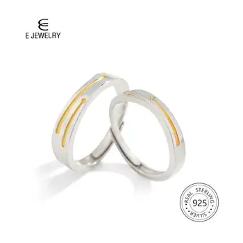 

E Silver 925 Mereor Star Open Lover Rings Romantic Couple Ring for Women Men Resizeble Wedding Jewelry Gift
