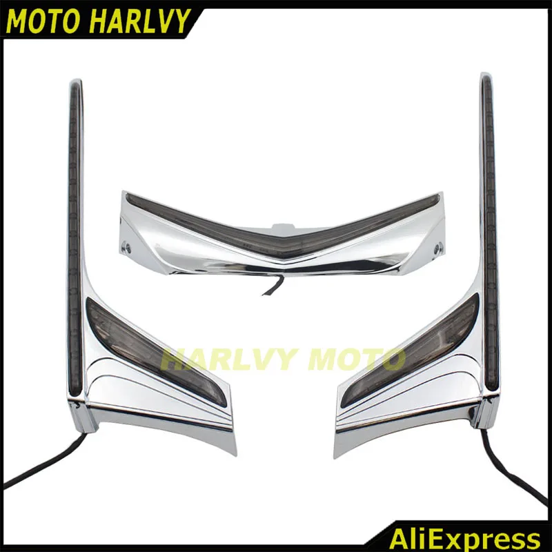 

Smoke LED Motorcycle Rear Light Vertical Strip Moto Fender Brake Tail Light Signal case for Honda GL1800 F6B 2012-2016 13 14 15