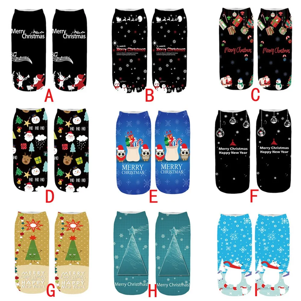 Зимние теплые носки до лодыжки с принтом; забавные рождественские Необычные милые женские носки с объемным рисунком; Новинка; Модные новогодние носки; подарки