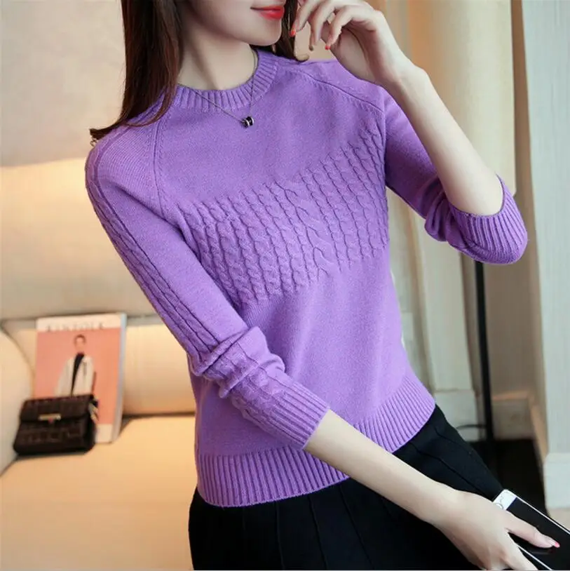 

2019 Winter Women Pullover Sweater New Fashion Computer Knitted High Quality Solid Sweaters Pull Jumpers