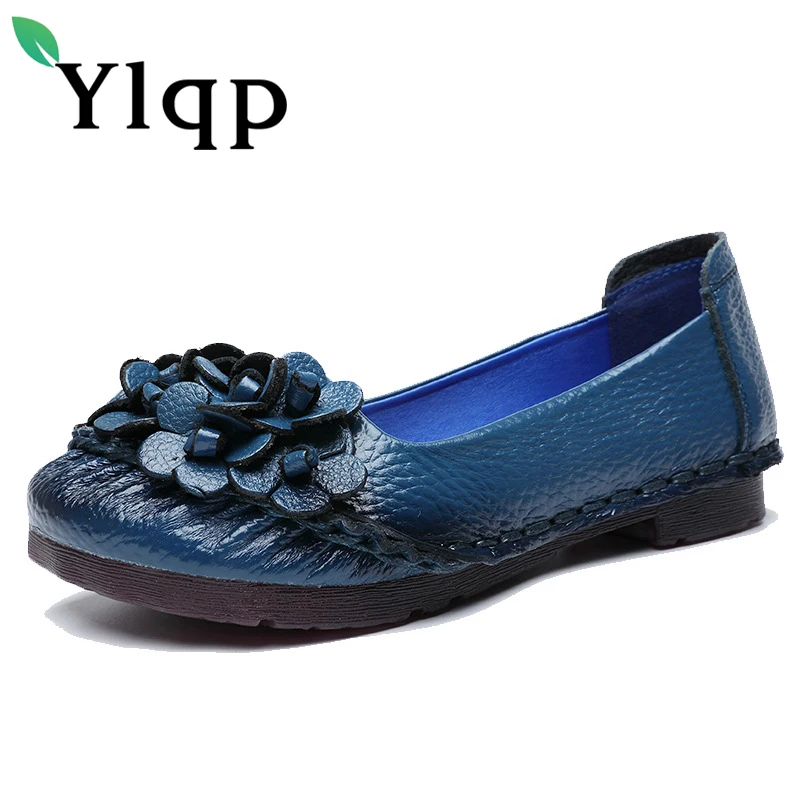 

Ylqp 2018 Summer Folk Style Women Shoe Ladies Handmade Flowers Retro Shoes Mother Comfortable Genuine Leather Low Heels Shoes