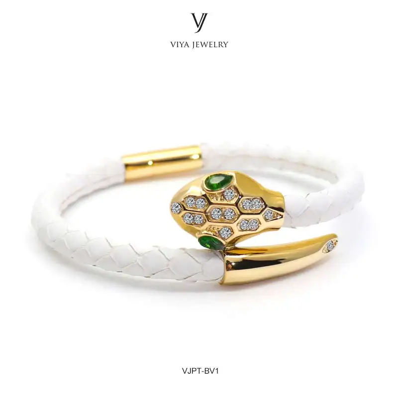 VJPT-BV1---Python leather snake bracelet ,fashion snake head Python leather bracelet,charms snake bracelet women men (10)