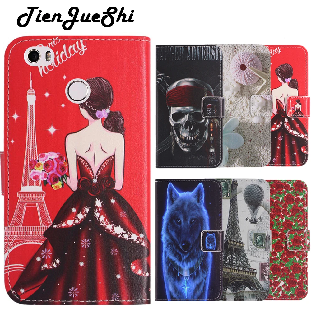 

TienJueShi Fashion Book-Stand Flip Leather Protection Cover Shell Wallet Etui Skin Case For KMAX One 4G 5 inch
