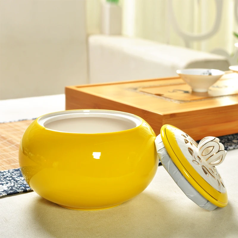 Китайский Чай керамиковая чайница чай с лотосом банок чайный набор кунг-фу банки для хранения в форме тыквы банка для хранения для специй и кофе запечатаны свежие поддержанию горшок