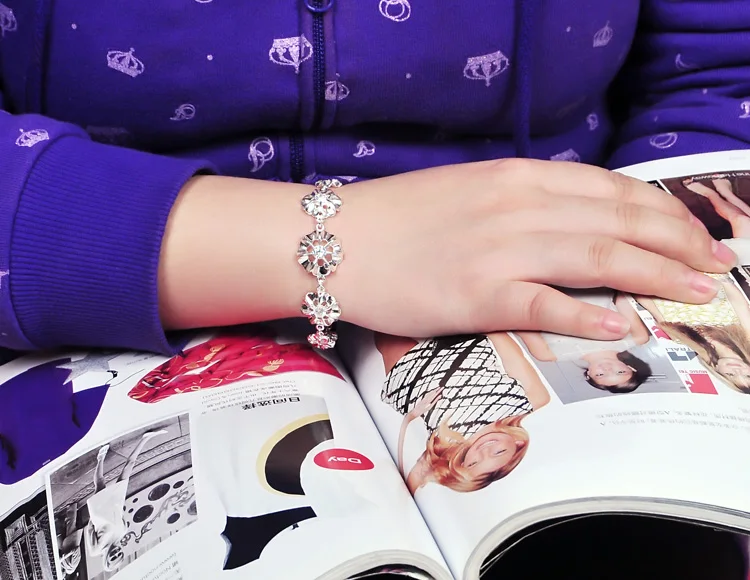 Женский браслет из серебра с цветами 20 см|bracelet bracelet|female braceletbracelets for women silver |