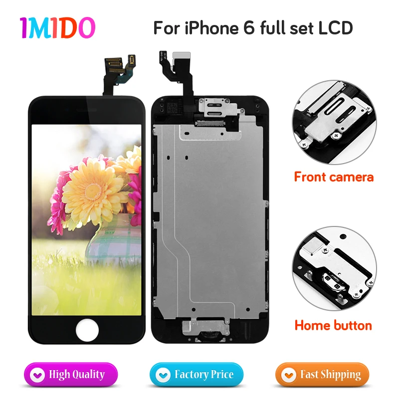 

Ship From US Full Set LCD Display For iPhone 6 LCD Display Touch Screen Home button+Front camera Digitizer Assembly Replacement