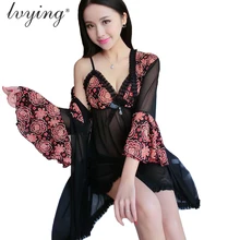 Пижама женская пижамы женские халат женский ночнушка женский пижамный комплект с принтом, сексуальное кружевное Ночное платье, халат, прозрачный спальный костюм, банный халат, белье, ночное белье, одежда для сна