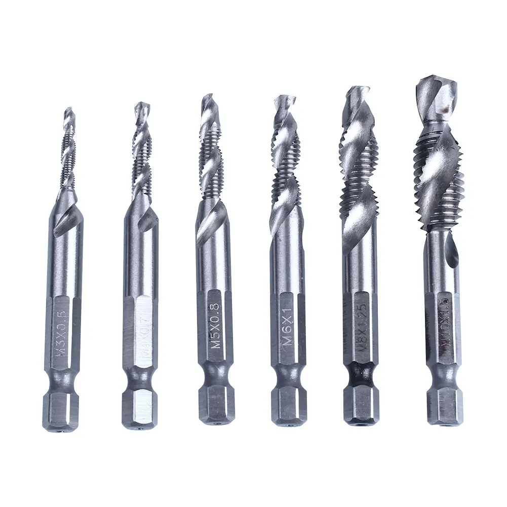 

6pcs/set HSS Hex Shank Metric Drill Bit Tap Countersink Screw Thread Tools