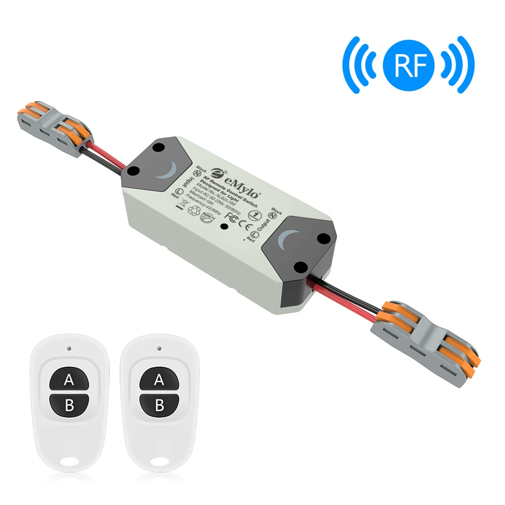 EMylo Беспроводной RF релейный модуль коммутатора 90-250V 1000W 1 канальный РЧ пульт