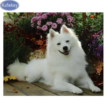 

Samoyed dog full square round diamond embroidery animal cute pet,5d diamond painting,full diamond mosaic picture of rhinestones