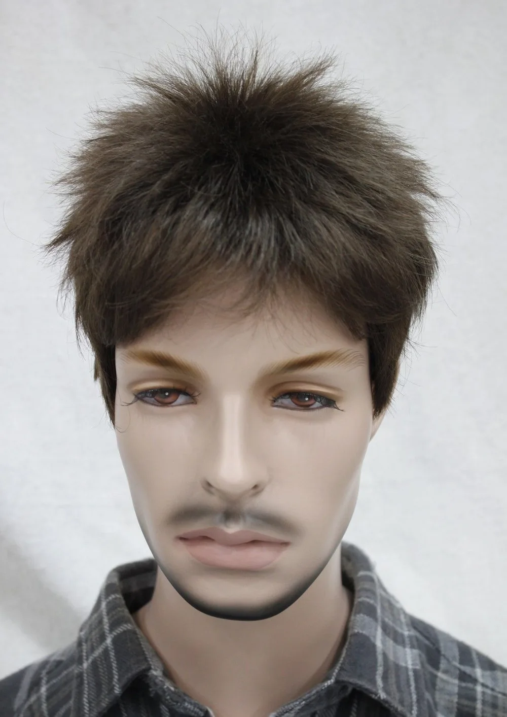 Men wig Medium Brown Male Menfolk Daily Wear Hair Full Wig wigswig