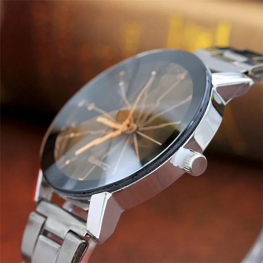 Роскошные модные женские и мужские часы из нержавеющей стали с аналоговым механизмом кварцевые мужские наручные часы для женщин D50