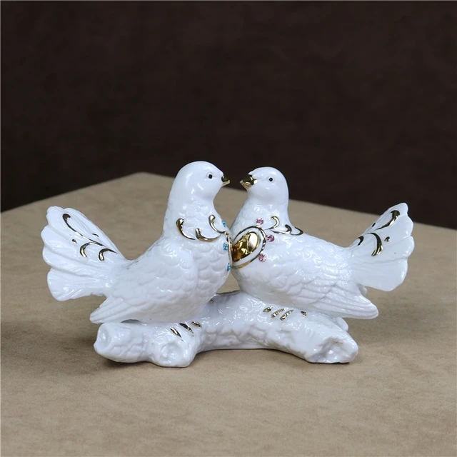 porcelain lovers pigeon sculpture