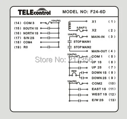 F24-6S(включает 1 передатчик и 1 приемник) подъемный кран дистанционного управления/6 кнопок 1 скорость