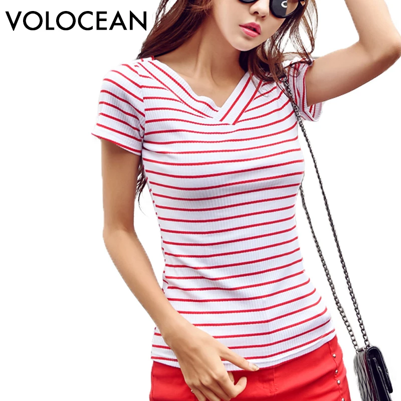 Volocean Famous Brand 2018 Summer Stripe T shirts For