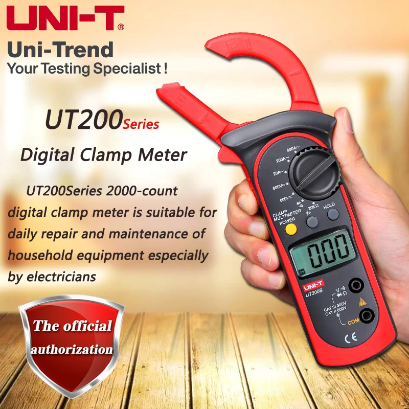 HYY-YY UT200A LCD Digital Clamp Meter AC Current AC/DC Voltage Resistance and Tester Backlight Ohm DMM DC AC Voltmeter AC Ammeter 