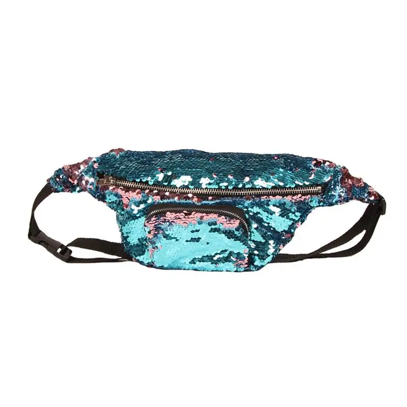 Блестки многофункциональная сумка на пояс для отдыха на открытом воздухе поясная спортивная сумка (голубое и розовое)