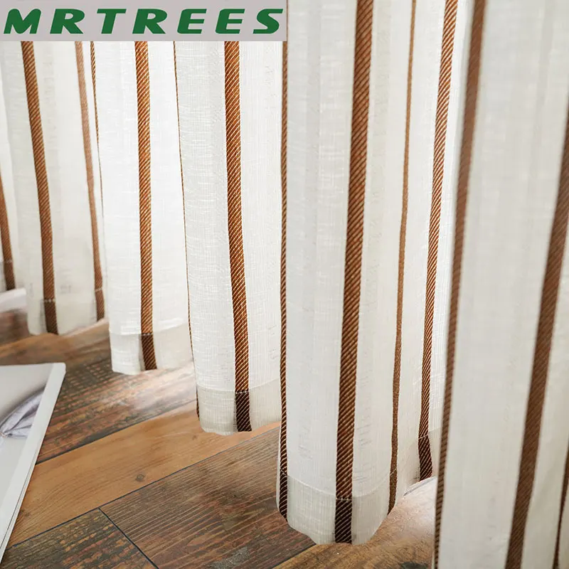 MRTREES тюль для гостинной спальни шторы полосатый окна Шторы s Гостиная Кухня