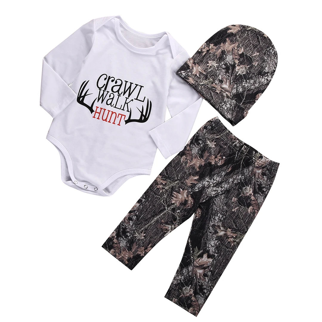 EYIIYE 3PCS Newborn Baby Girl Romper with Headband Hats Long Sleeve Bodysuit Pajamas Pant Leggings Fall Winter Outfits