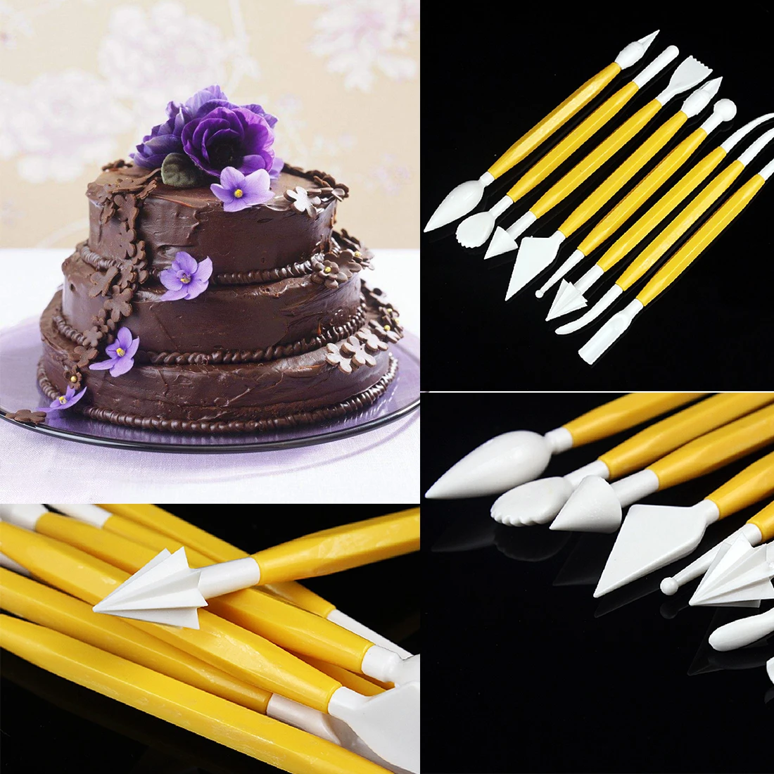 Украшения торта инструменты 8 шт./компл. Цветок Sugarcraft помадка для украшения торта Форма формирование Ножи желтый формы для выпечки Инструменты