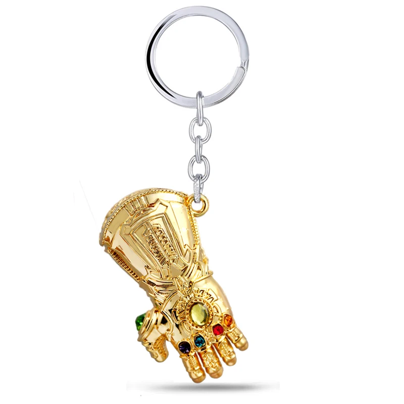 

Movie Keychain Avengers 3 Thanos Infinity Glove Gauntlet Pendant Gold Color Gems Stone Infinity Power Accessory