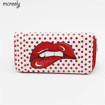 

Hot Selling Lovely Red lips Long Women Wallet Clutch Purse Wallet Purse For Women Purse Card Holders Wallet