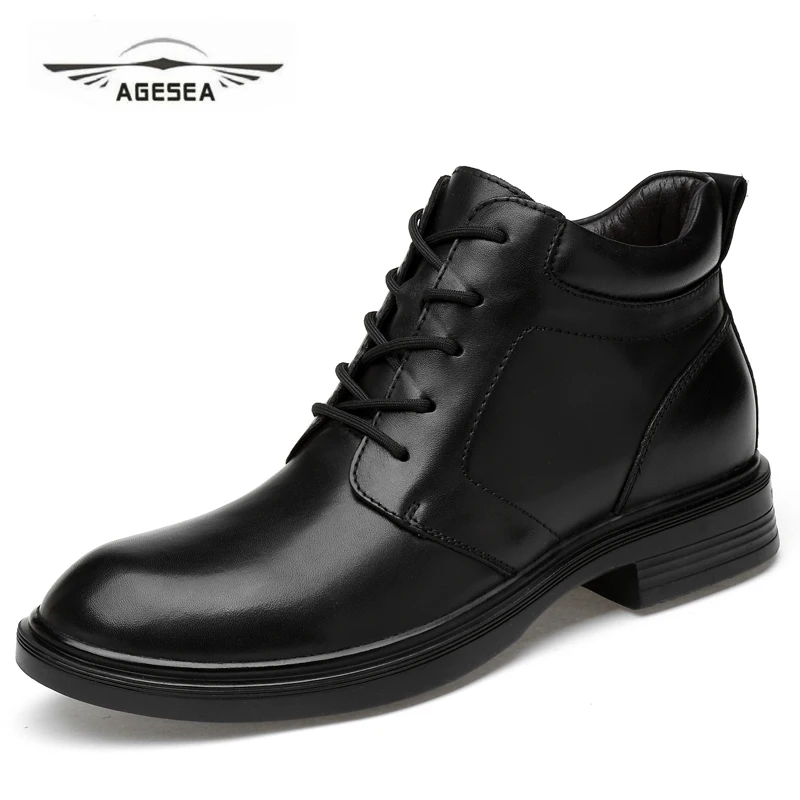 

AGESEA autumn and winter new men's leather boots large size 36-47 casual style men's shoes fashion high bandage warm shoes F9912