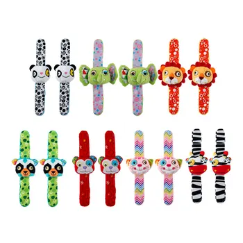 

Jollybaby 2Pcs Baby Rattle Wrist Strap Toys Lovely Animal Cartoon Plush Soft Rattle with Ring Bell