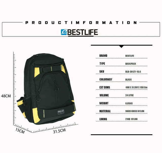 Buy BESTLIFE Skateboard Backpack Mochila Escolar Skate