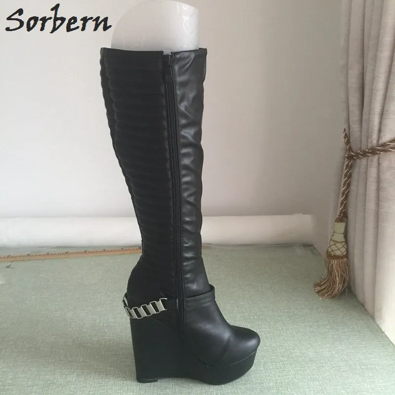 Sorbern Extreme Slim 90Cm Long Boots Cute Round Toe High Heel Stilettos Streched Burlesque Boot