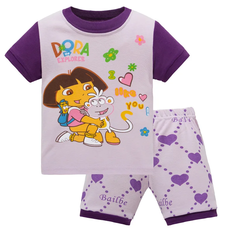 Модные летние комплекты одежды для маленьких девочек детская одежда пижамные костюмы комплекты для сна для малышей хлопчатобумажные рубашки без рукавов+ шорты
