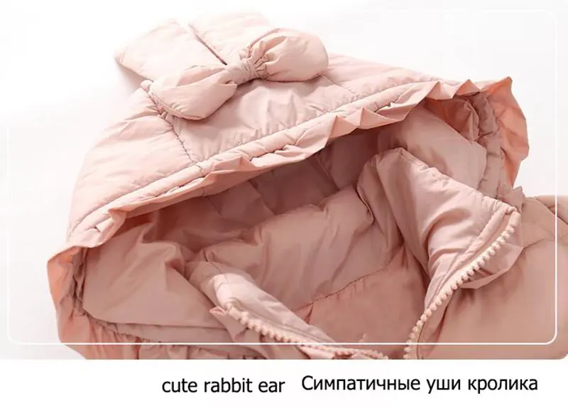 COOTELILI Fashion Bow Winter Girls Jackets Thick Warm Winter Girls Outerwear Coat Parkas For Kids Hooded Children Clothes (3)