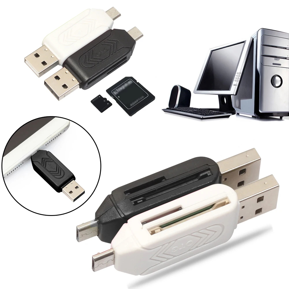 2 шт. Универсальный Card Reader телефон PC Card Reader Micro USB Flash OTG TF/памяти SD 2 в 1 двойной для телефона компьютер