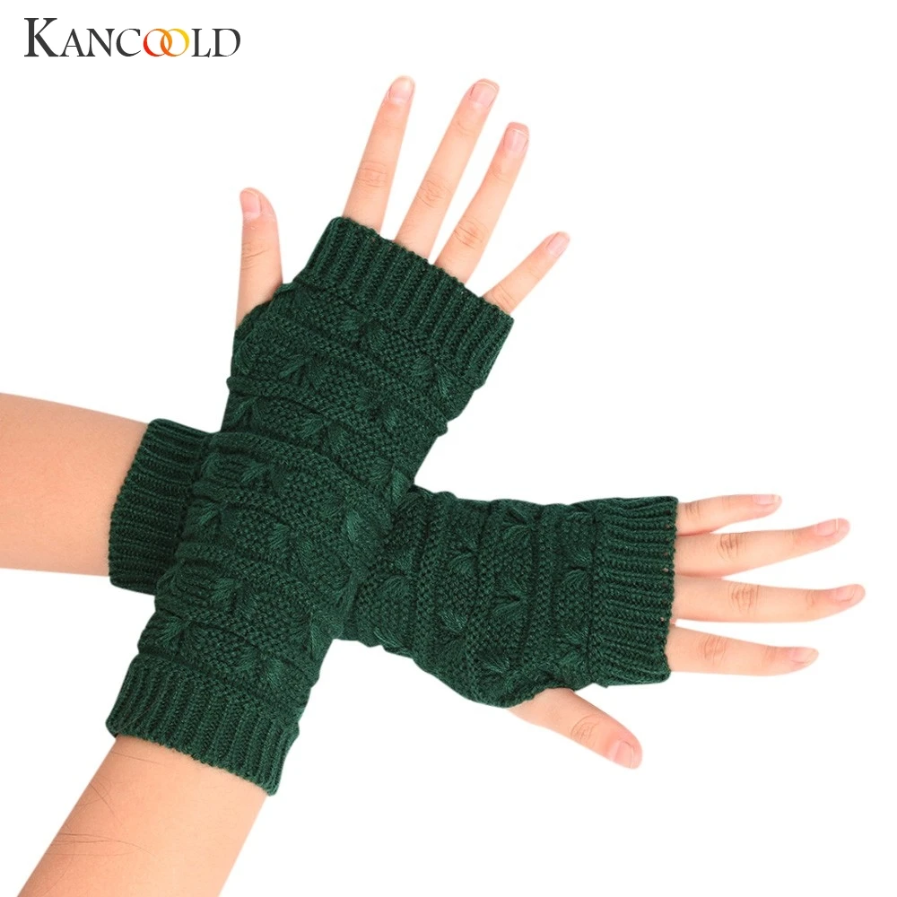 Женские вязаные перчатки без пальцев KANCOOLD зимние мягкие теплые унисекс