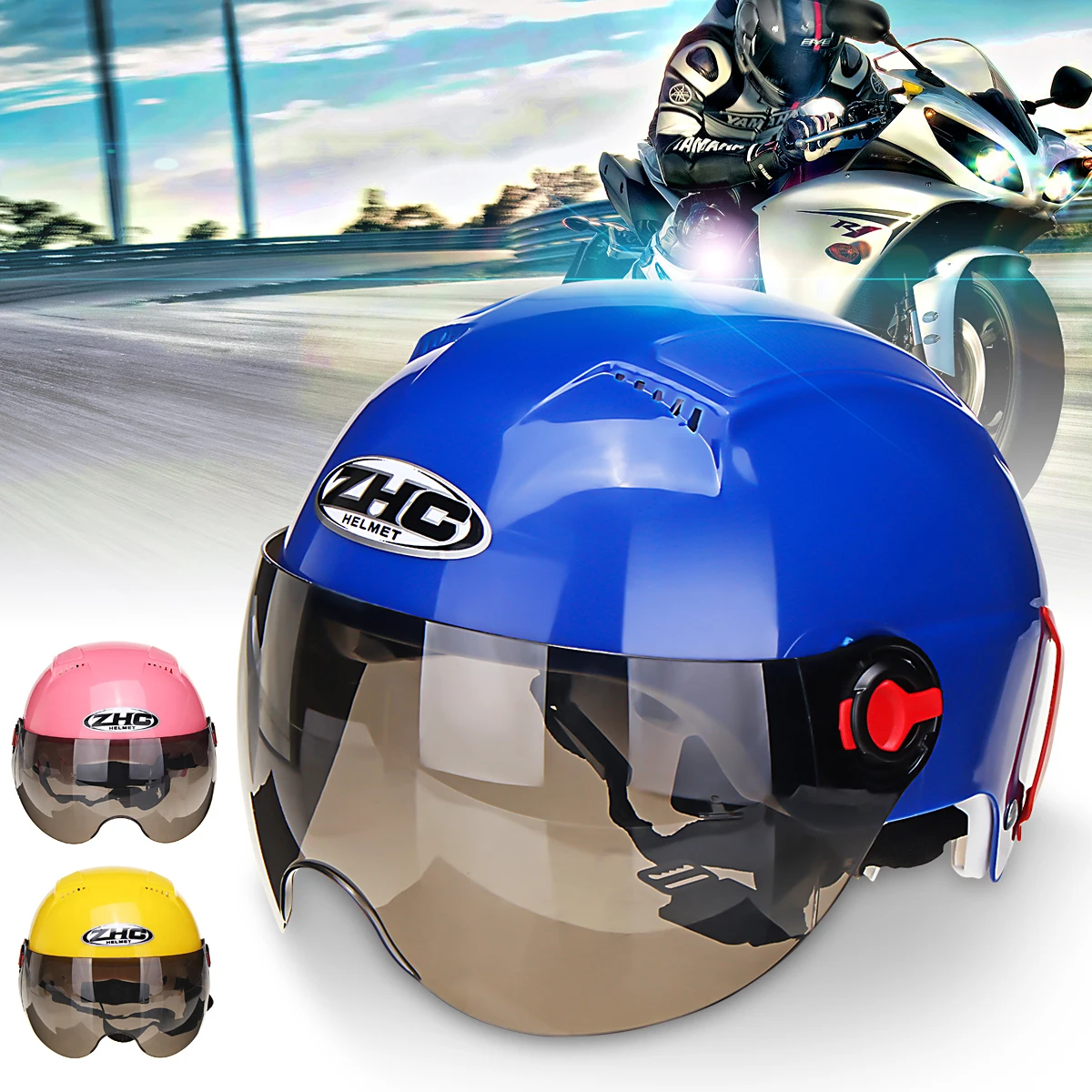 

Motorcycle Open Face Motorcycle Motorbike Scooter Helmet Sun Visor Crash On Road Protective Gears Electro Car Helmet