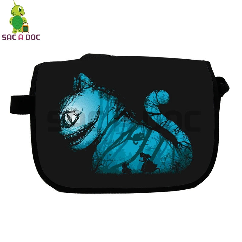 

Cartoon Cheshire Cat Shadow Printed Messenger Bag Children School Bags Women Men Crossbody Handbag Casual Travel Shoulder Bags