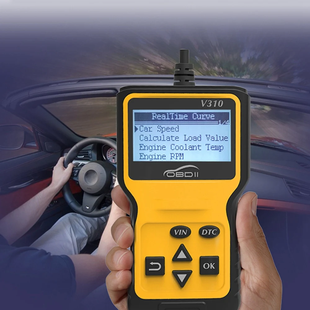 V310 автомобиль код читателя автоматический может Obd2 сканер V1.1 16 контактный двигателя Температура охлаждающей жидкости автомобиля Скорость