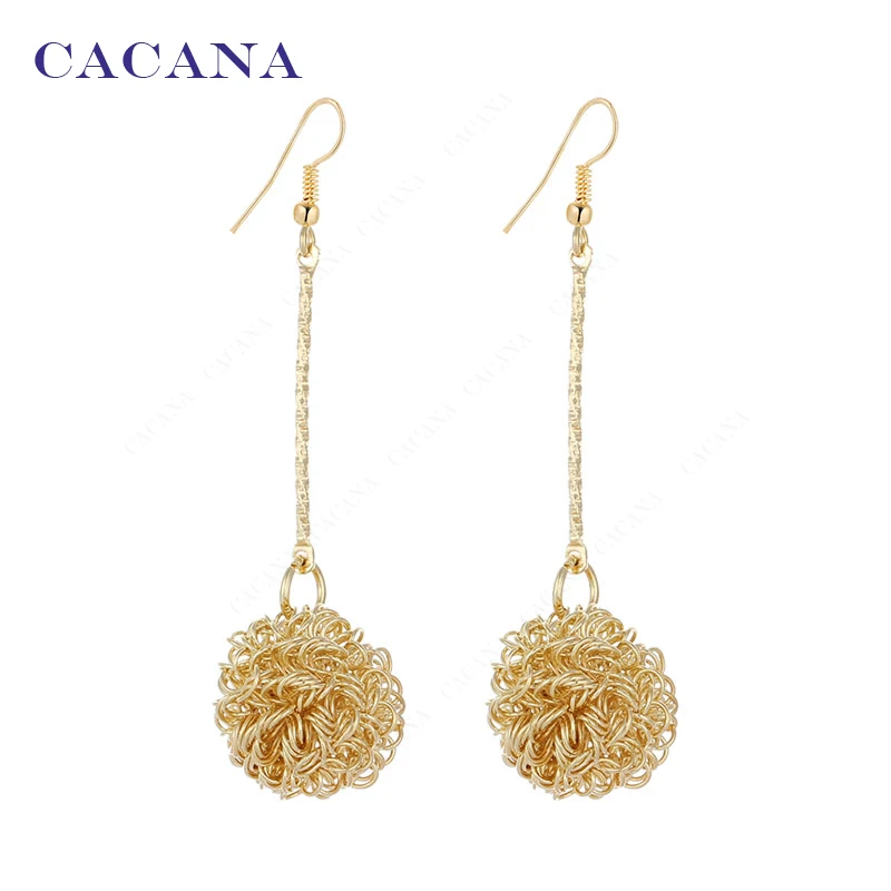 Женские длинные серьги CACANA с милым шариком бижутерия Лидер продаж No. A447|earrings