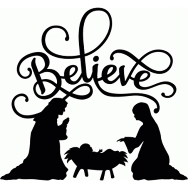 Download " BELIEVE NATIVITY FLOURISH " Vinyl Christmas Decal ...