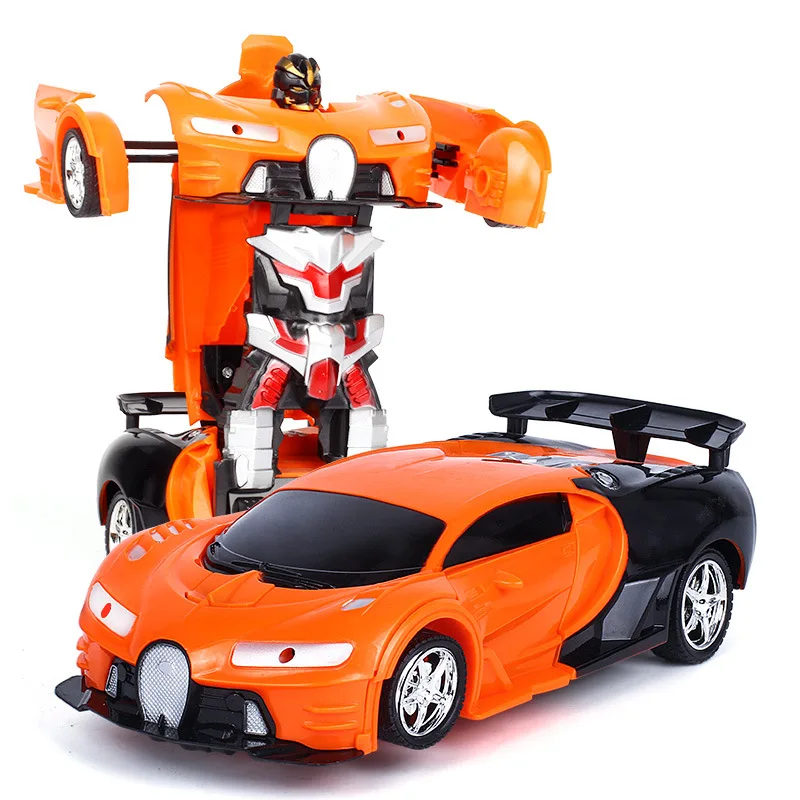Automobile Form 2in1 RC Car Transformation Robots Models Remote Control Red Orange Changeable Robot Cars For Kids Toys