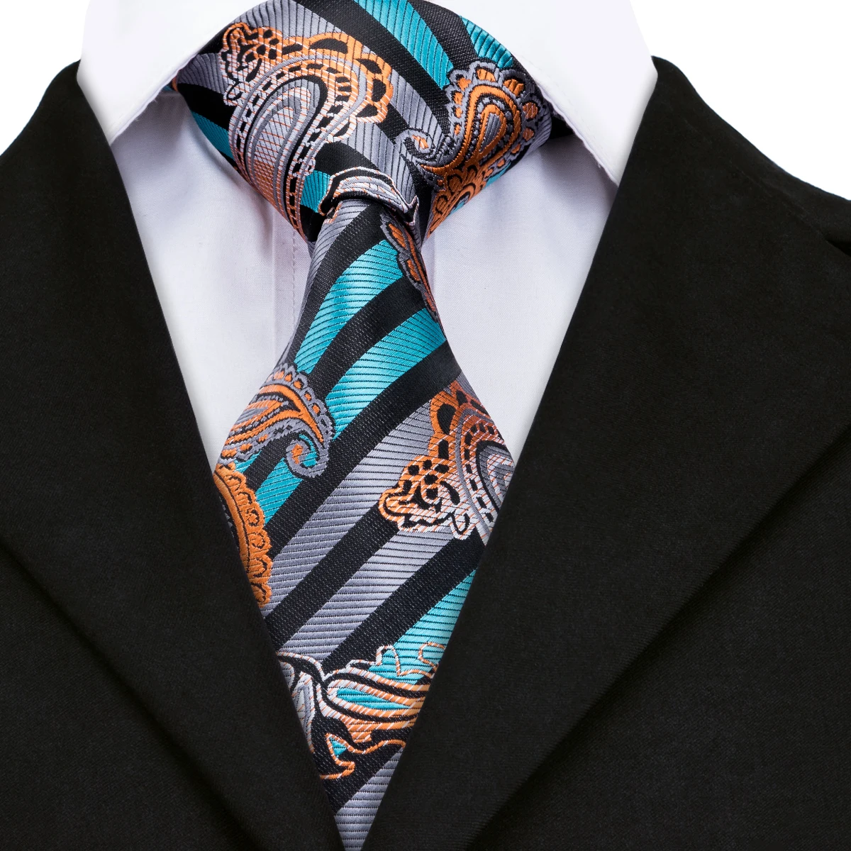 Hi-Tie брендовые дизайнерские модные синие полосатые галстуки для мужчин роскошный Шелковый Галстук Пейсли Hanky формальный мужской s комплект